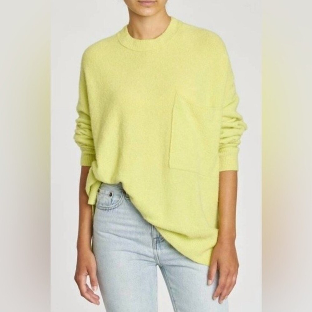 Pistola Darya Oversized Cashmere Blend Key Lime Drop Shoulder Sweater SZ M